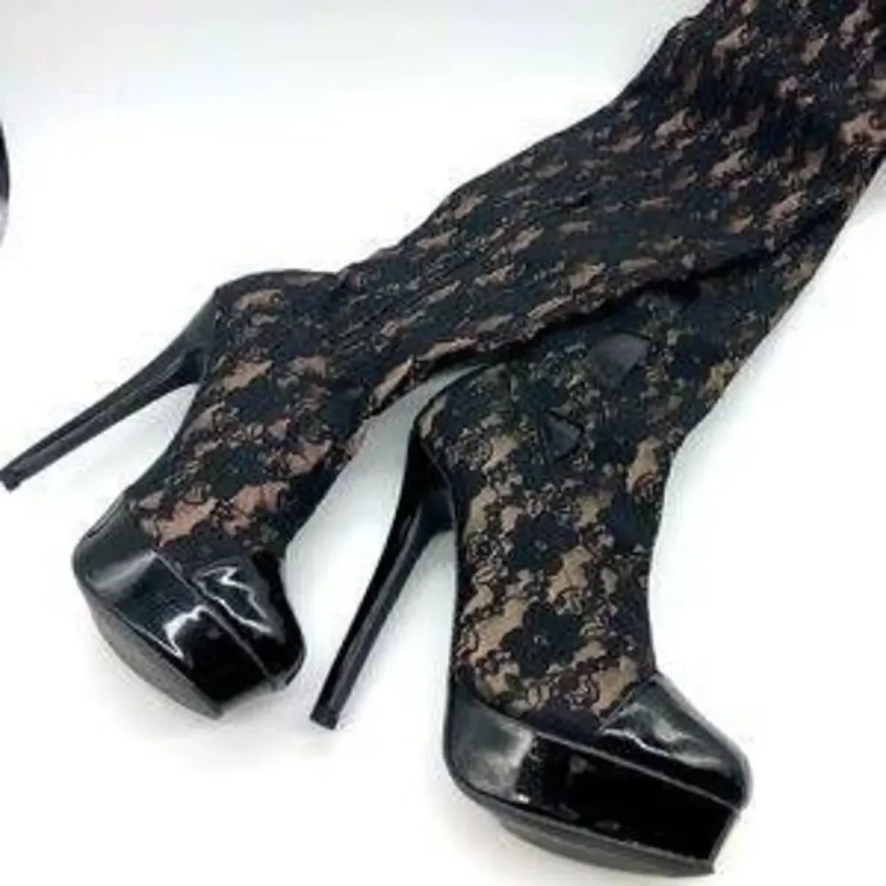 Colin Stuart Lace Thigh High Boots